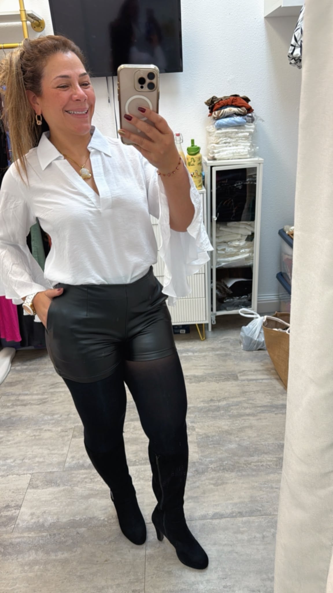 Leather shorts